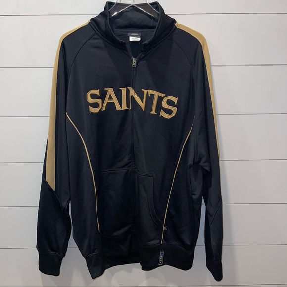 NFL New Orleans Saints Black & Gold Track Jacket Mens Size 2XL - Picture 1 of 7
